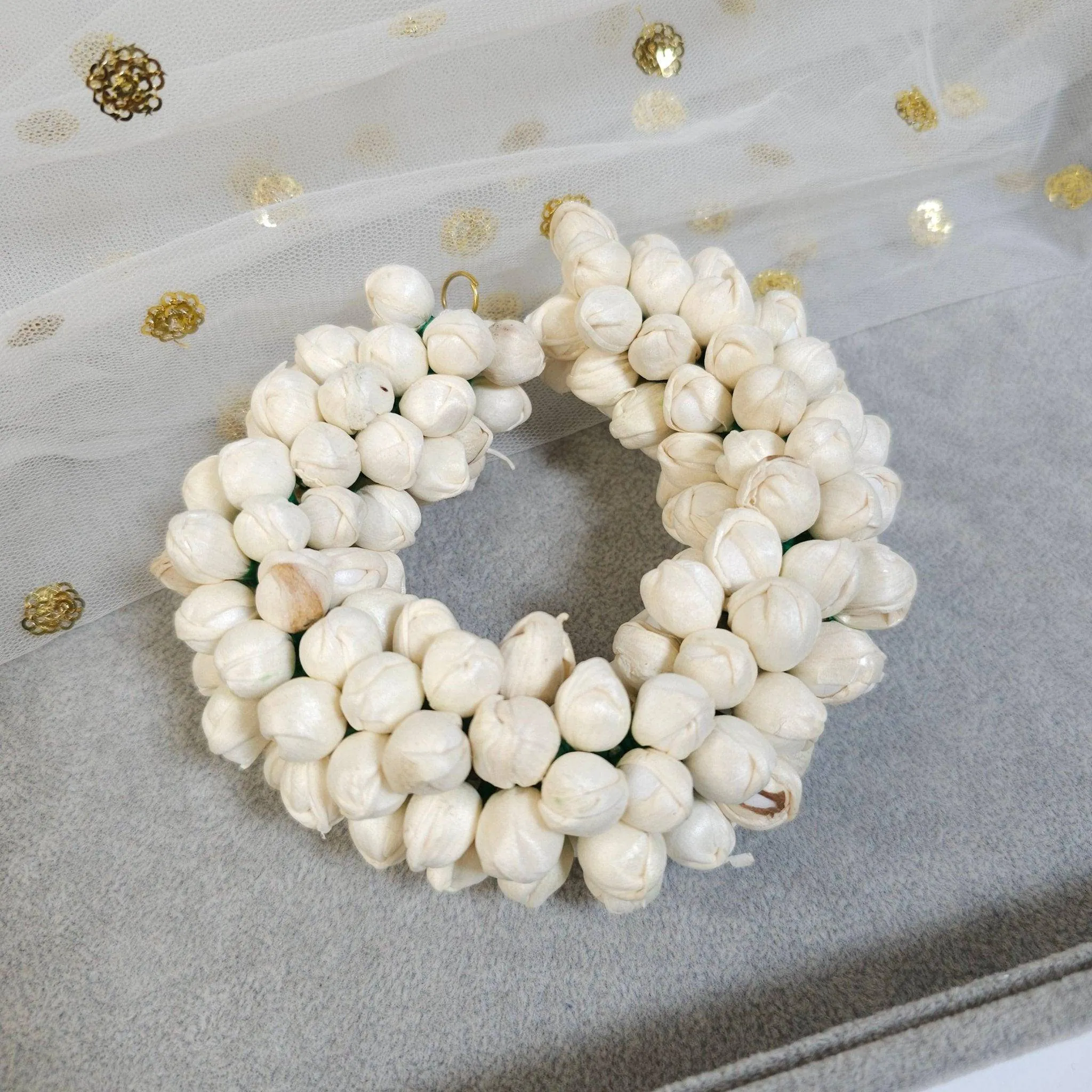 1 pc Artificial white jasmin gajra hair scrunchie