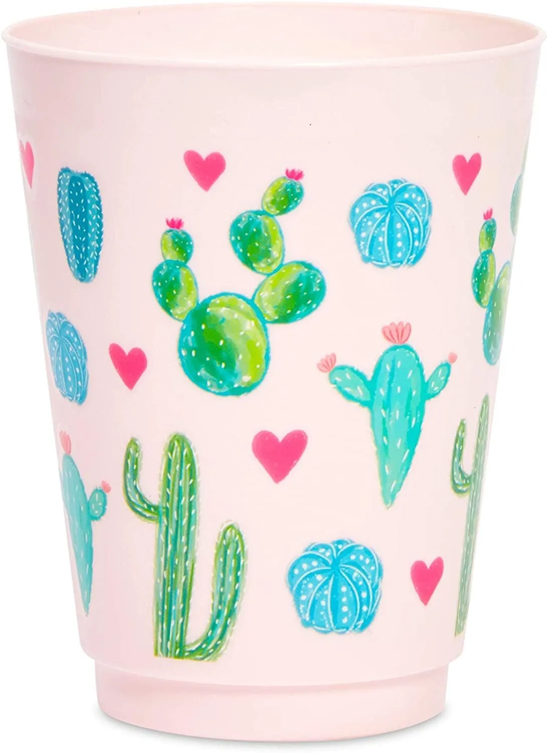 16 oz Plastic Cactus Tumbler Cups, Fiesta Party Supplies (Pink, 16 Pack)