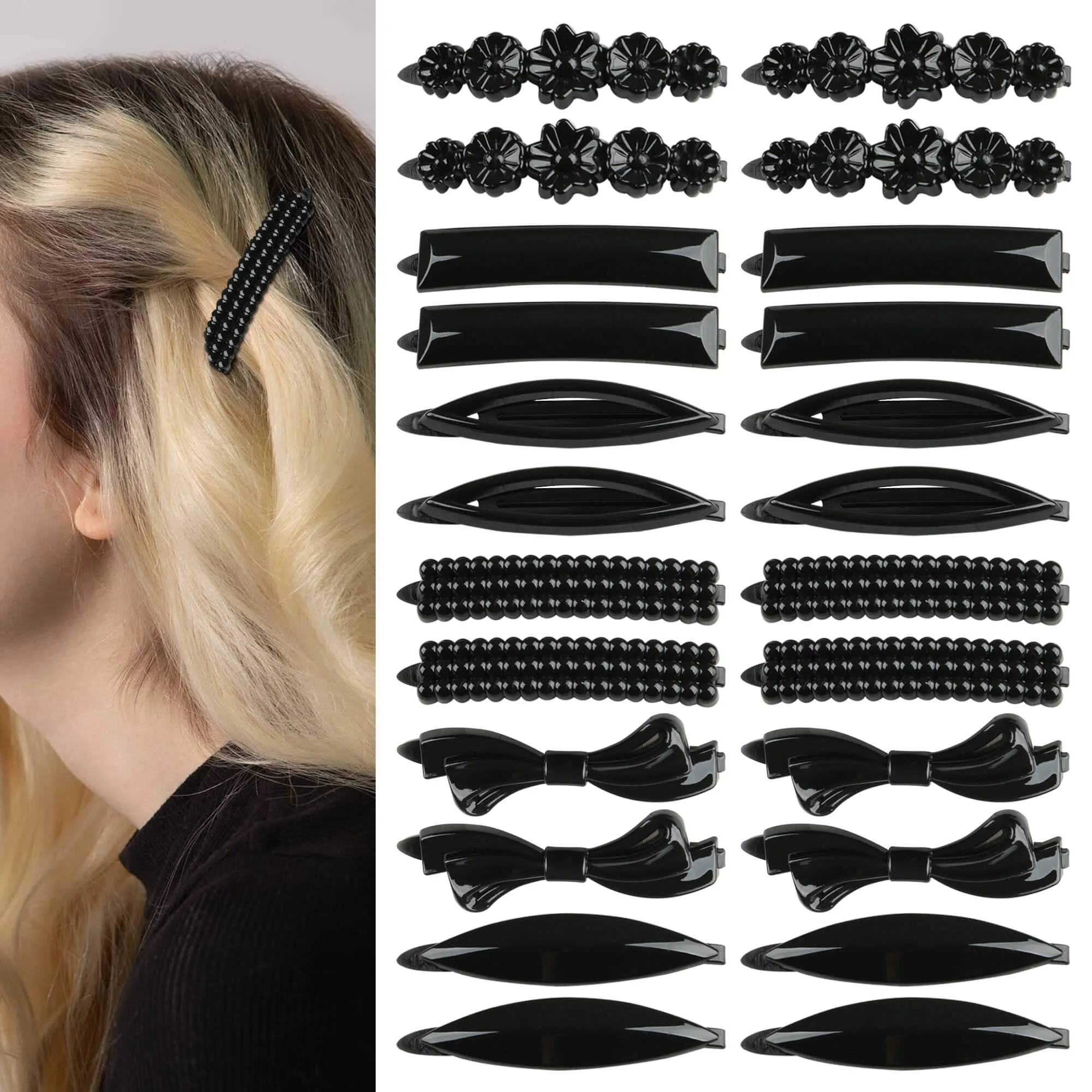 24 Pack UP1 Plastic Self Hinge Hair Clips