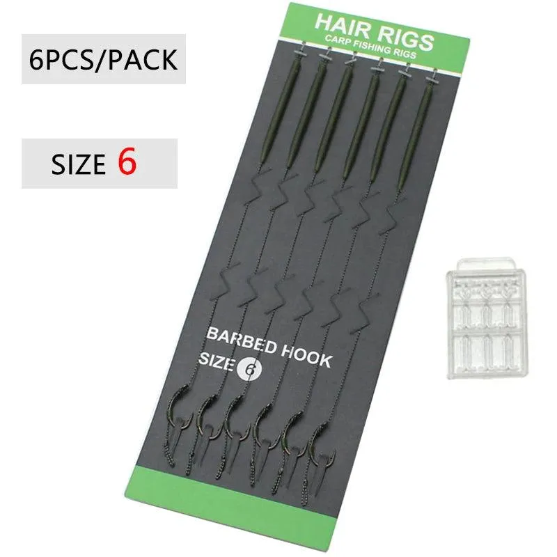 6 Pcs Carp Fishing Accessories Hair Rig Fishing Hook