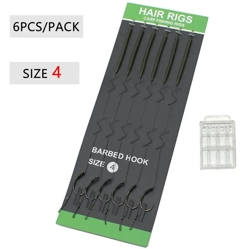 6 Pcs Carp Fishing Accessories Hair Rig Fishing Hook