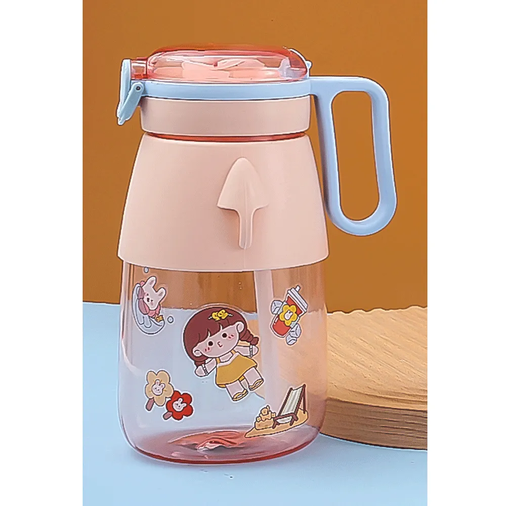 Big Belly Sipper Bottle With Kawaii Sticker.