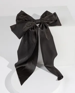 Black Large Long Bow Hair Clip