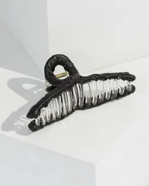 Black Twisted Leather Look Claw Clip