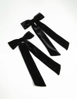Black Velvet Fabric Large Bows 2-Pack