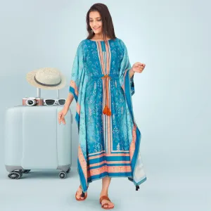 Blue Casual Wear Floral Digtial Printed Modal Kaftan Kurti