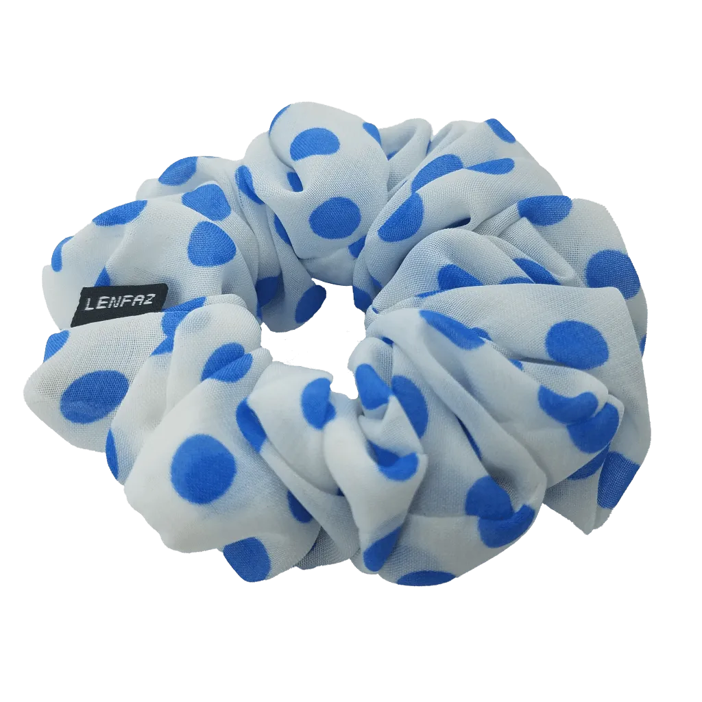 Blue Clouds Polka Dot Scrunchie