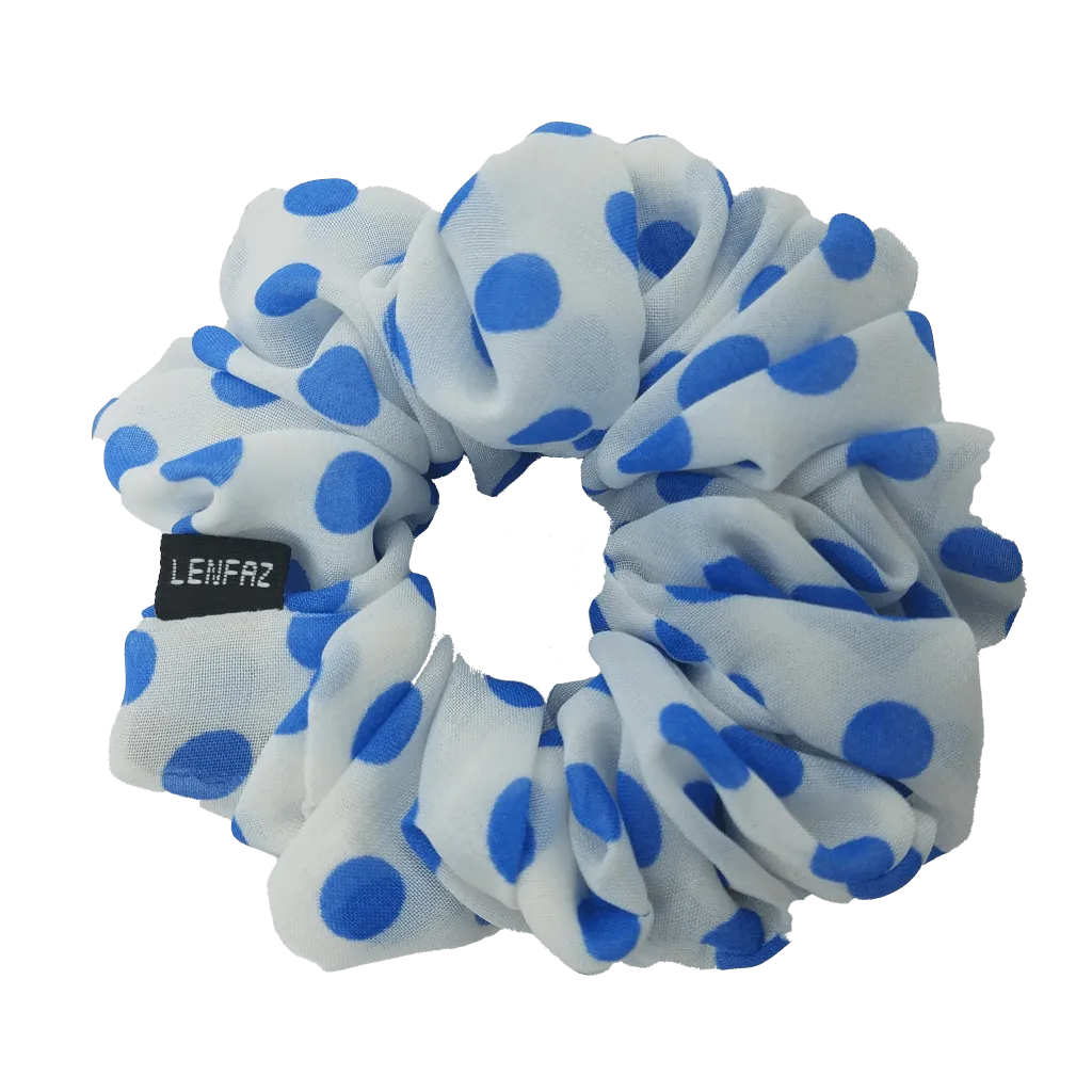 Blue Clouds Polka Dot Scrunchie
