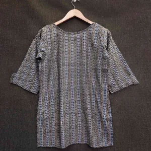 Blue Striped Printed Chanderi Top