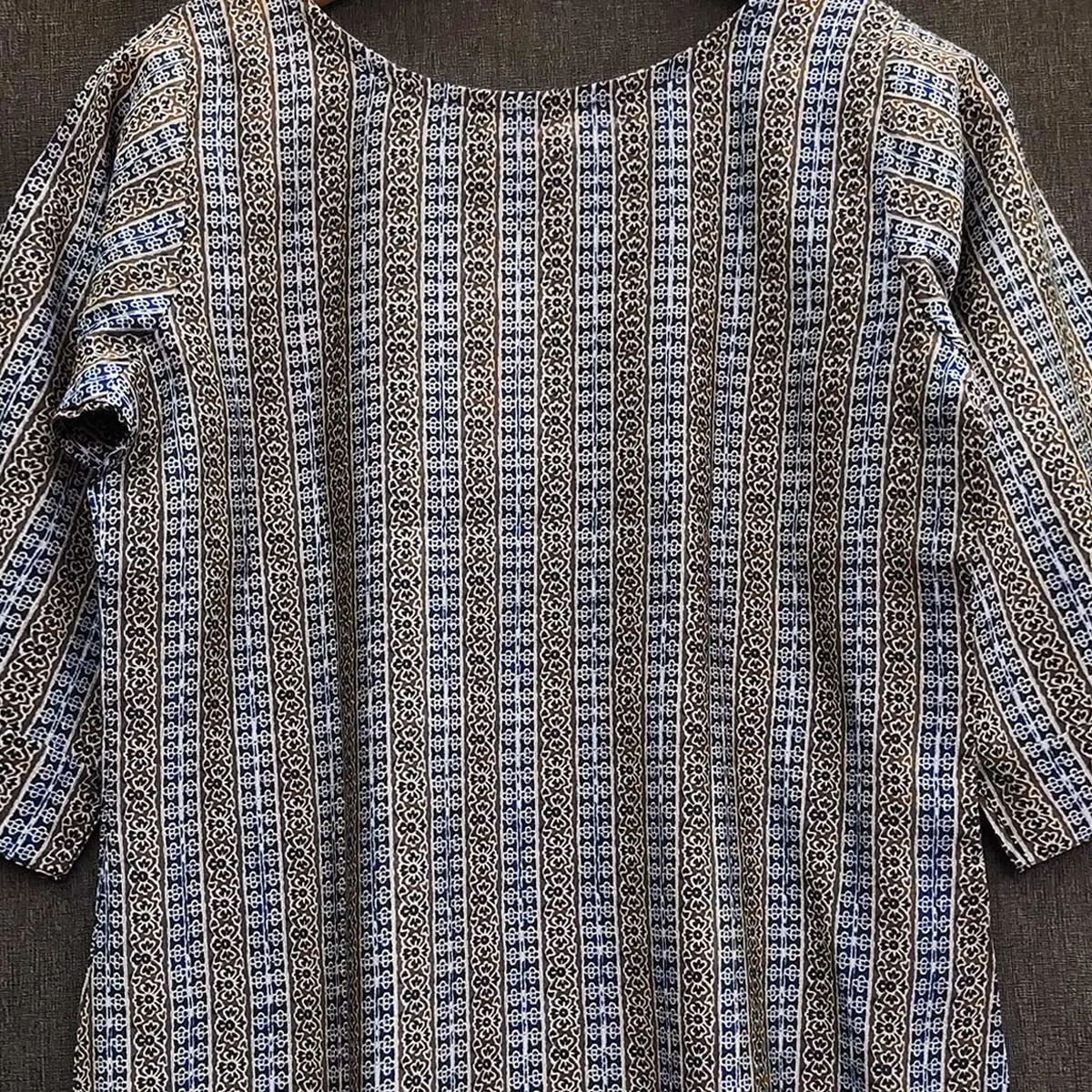 Blue Striped Printed Chanderi Top