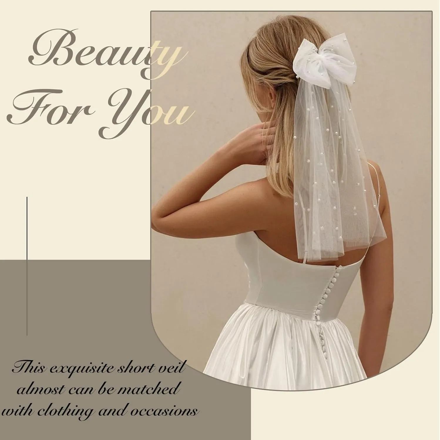 Bridal Veil Bachelorette Party Veil White Bow Wedding Veil Elegant Tulle Layer Hair Clip for Women and Girls