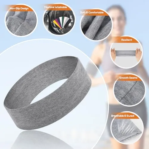 Buyisgle Workout Headbands for Women Non Slip - 8PCS Elastic Sport Head Bands for Women's Hair, Sweat Headband for Athletic Yoga Running Gym