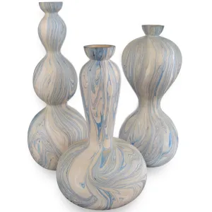 Calm Sea Marbleized Vase Set of 3
