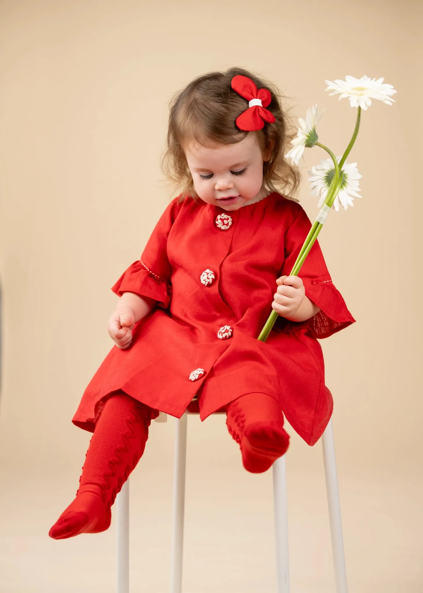 Christmas Wonderland | Red A-Line Dress | Cotton Linen