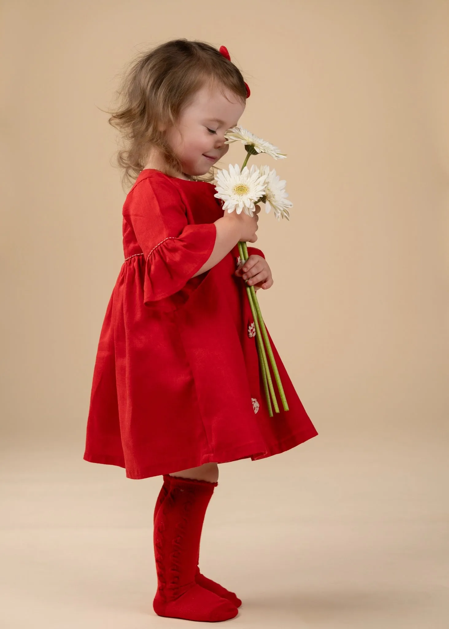 Christmas Wonderland | Red A-Line Dress | Cotton Linen