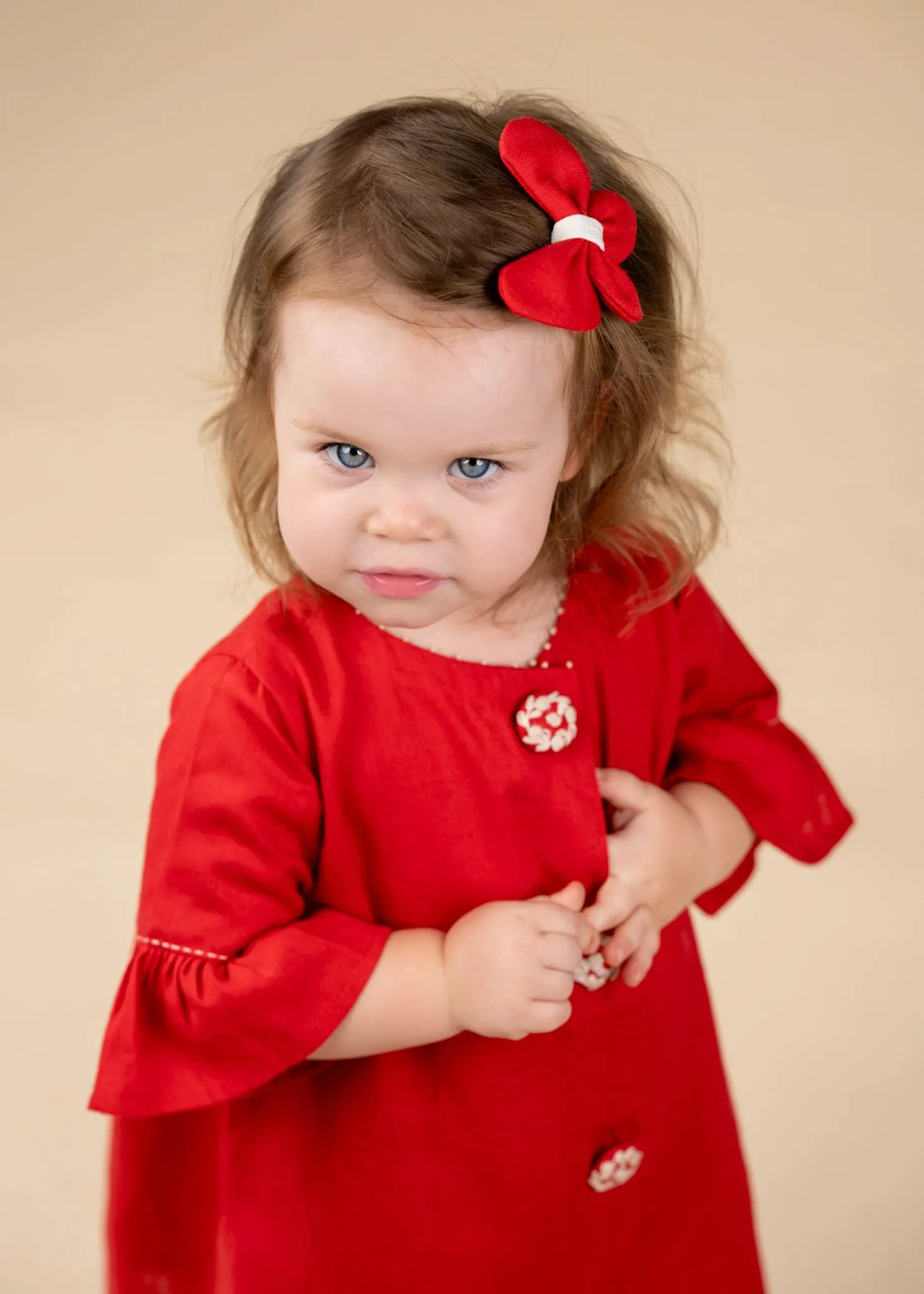 Christmas Wonderland | Red A-Line Dress | Cotton Linen