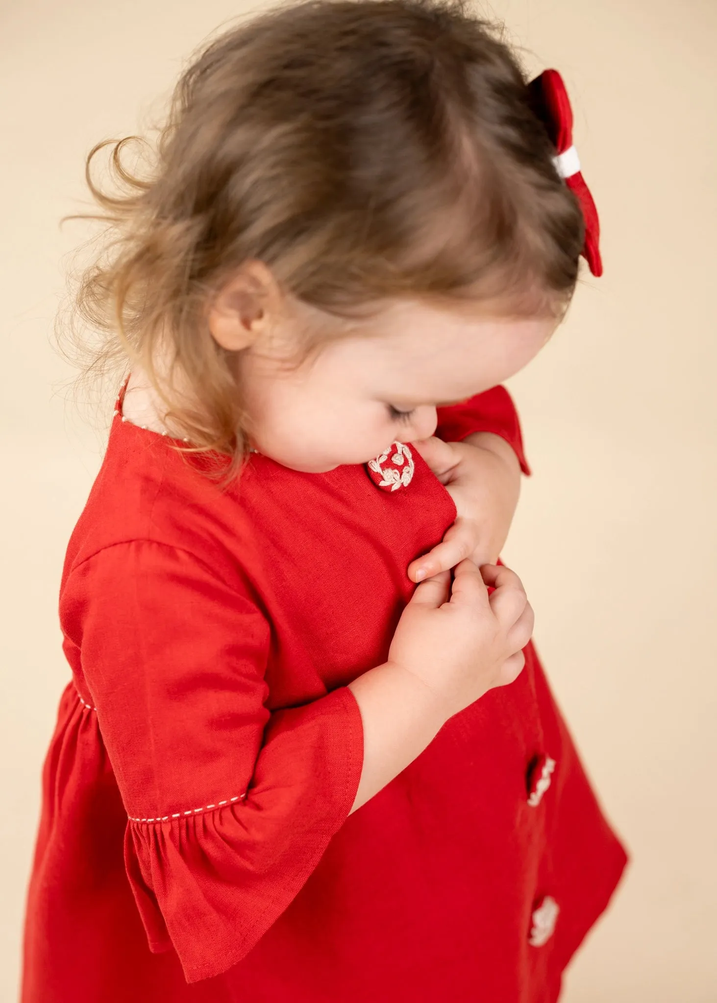 Christmas Wonderland | Red A-Line Dress | Cotton Linen