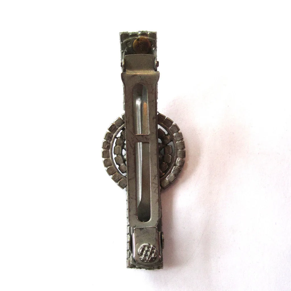 Circa 1970s Rhinestone Circular Design Barrette