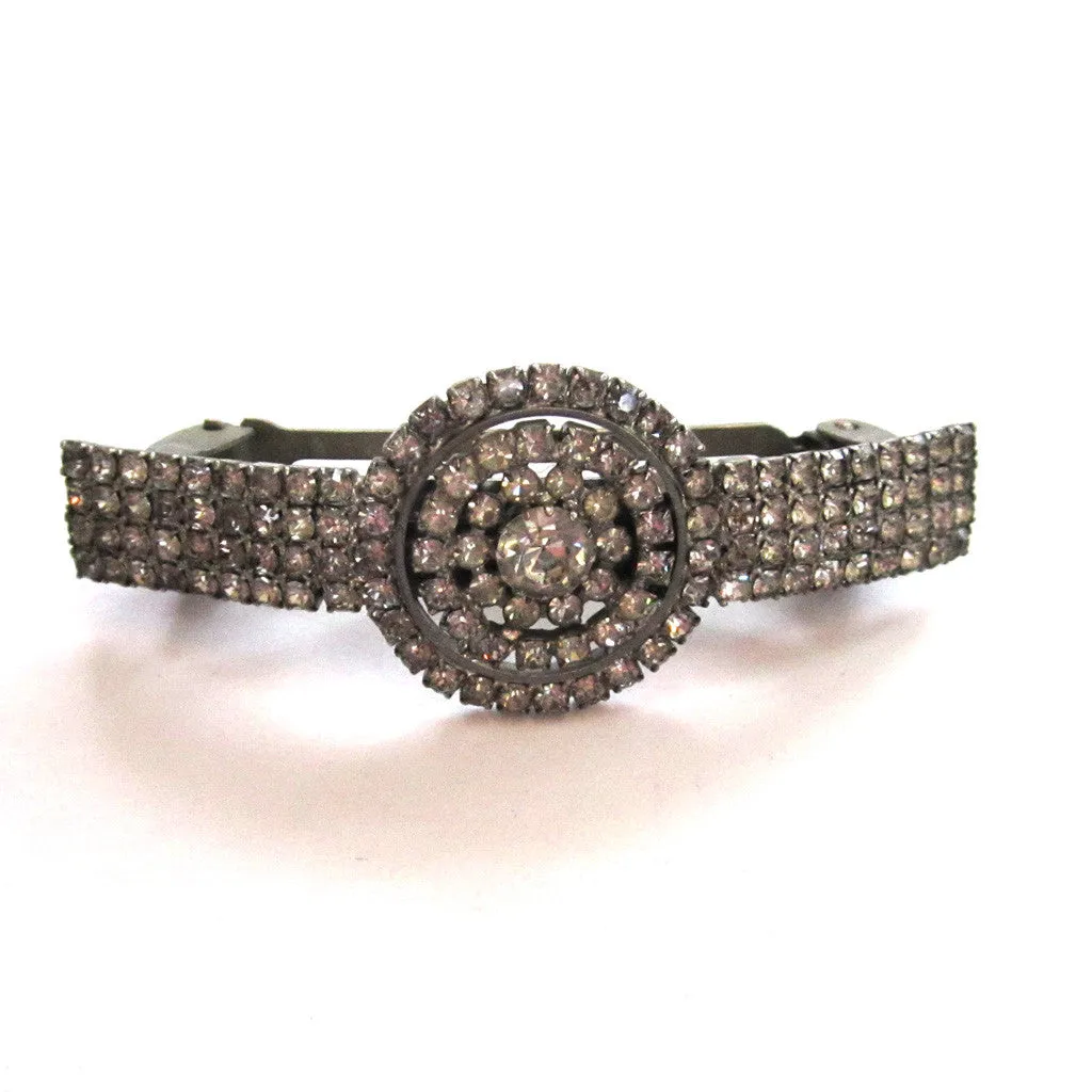 Circa 1970s Rhinestone Circular Design Barrette