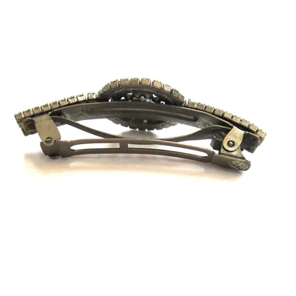 Circa 1970s Rhinestone Circular Design Barrette