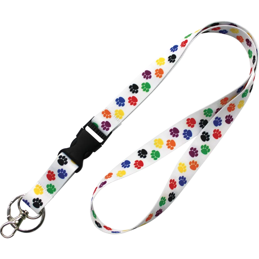 Colorful Paw Prints Lanyard