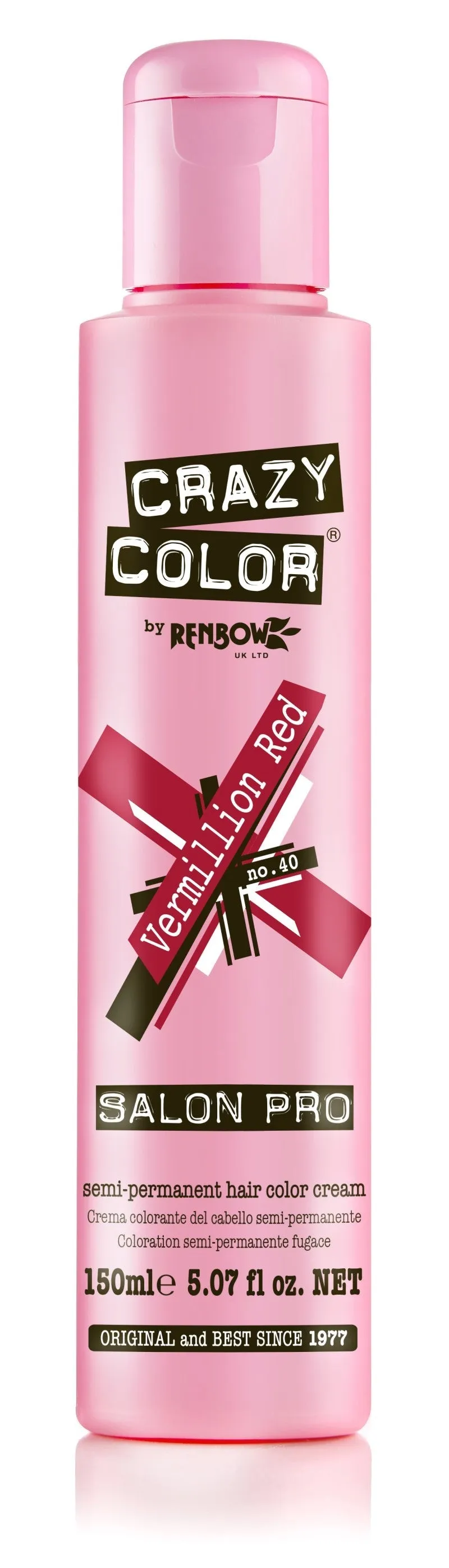 Crazy Color Semi-Permanent Hair Color Cream - Vermillion Red No. 40 (150ml)