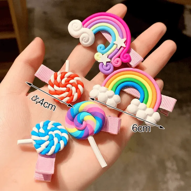 Cute Rainbow Star Flower Hairpins For girls kids (Pack of 1, Random Design)