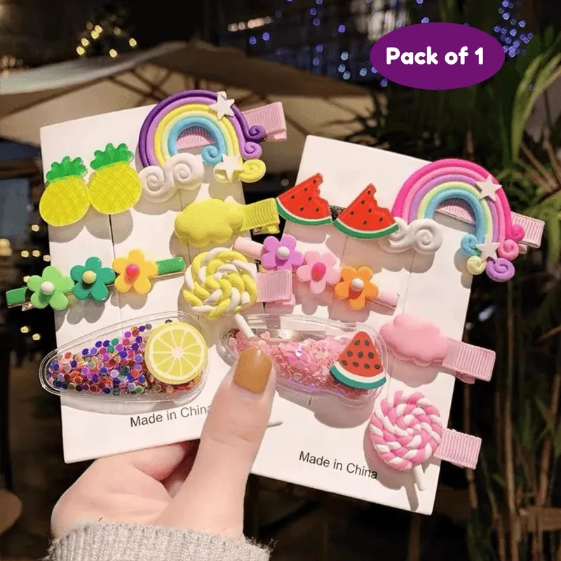 Cute Rainbow Star Flower Hairpins For girls kids (Pack of 1, Random Design)