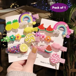 Cute Rainbow Star Flower Hairpins For girls kids (Pack of 1, Random Design)