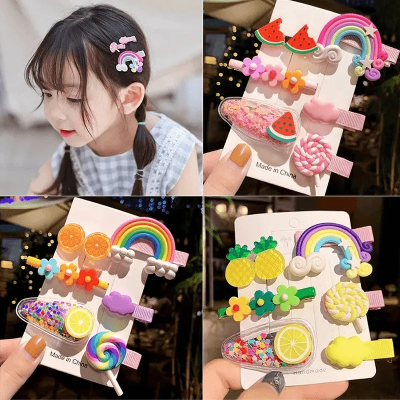 Cute Rainbow Star Flower Hairpins For girls kids (Pack of 1, Random Design)