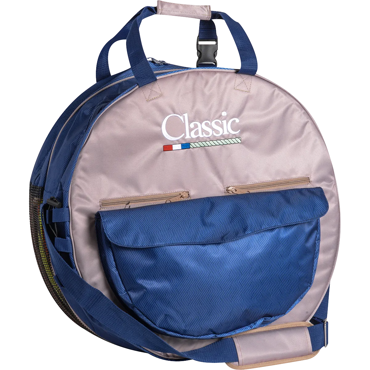 Deluxe Rope Bag - Tan / Navy Chevron