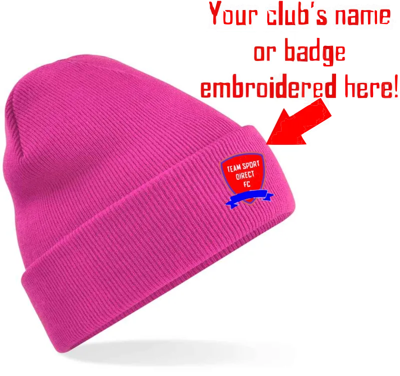 Embroidered Cuffed Beanie Fuchsia
