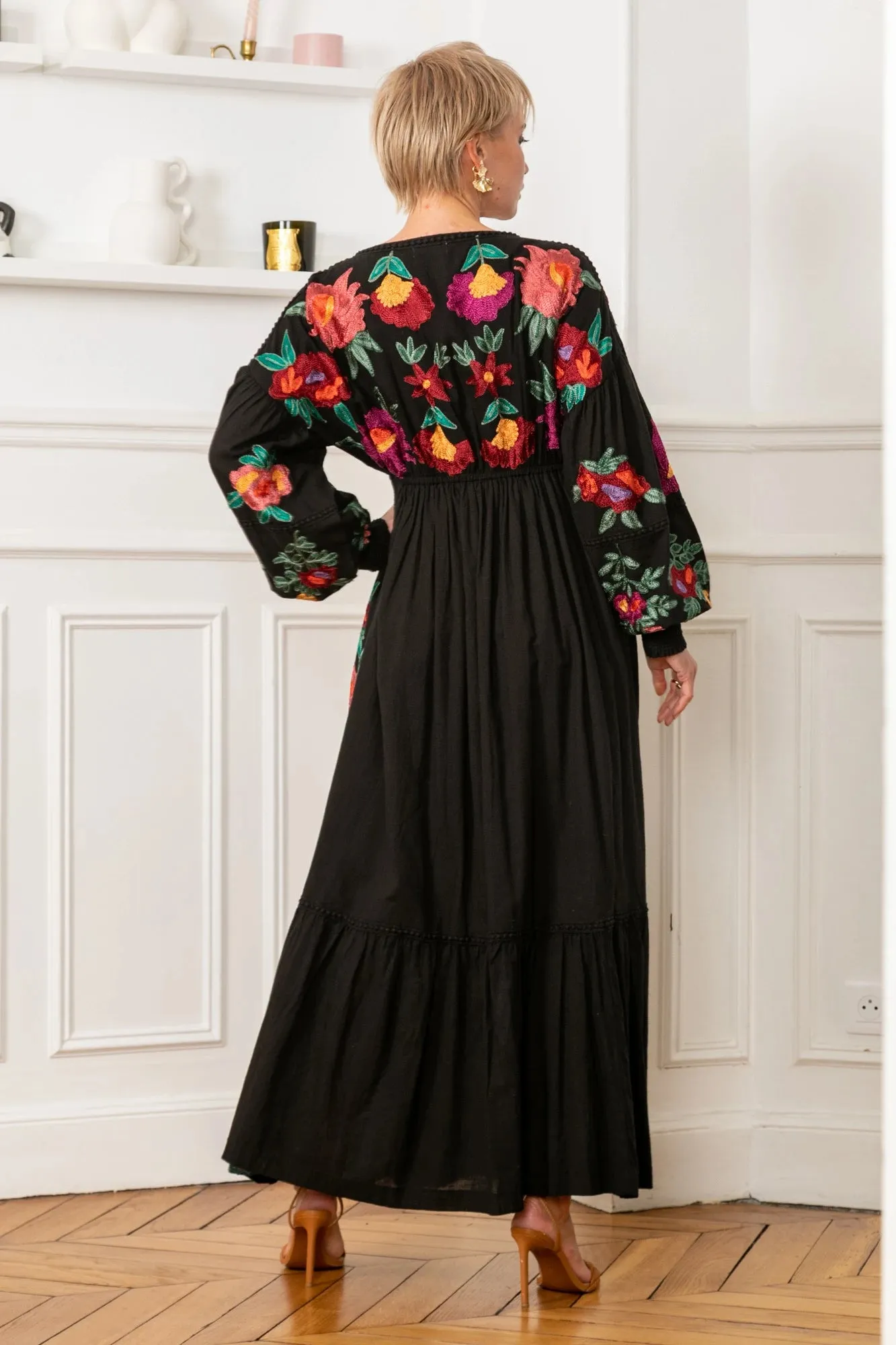 Embroidery Bead Dress Black