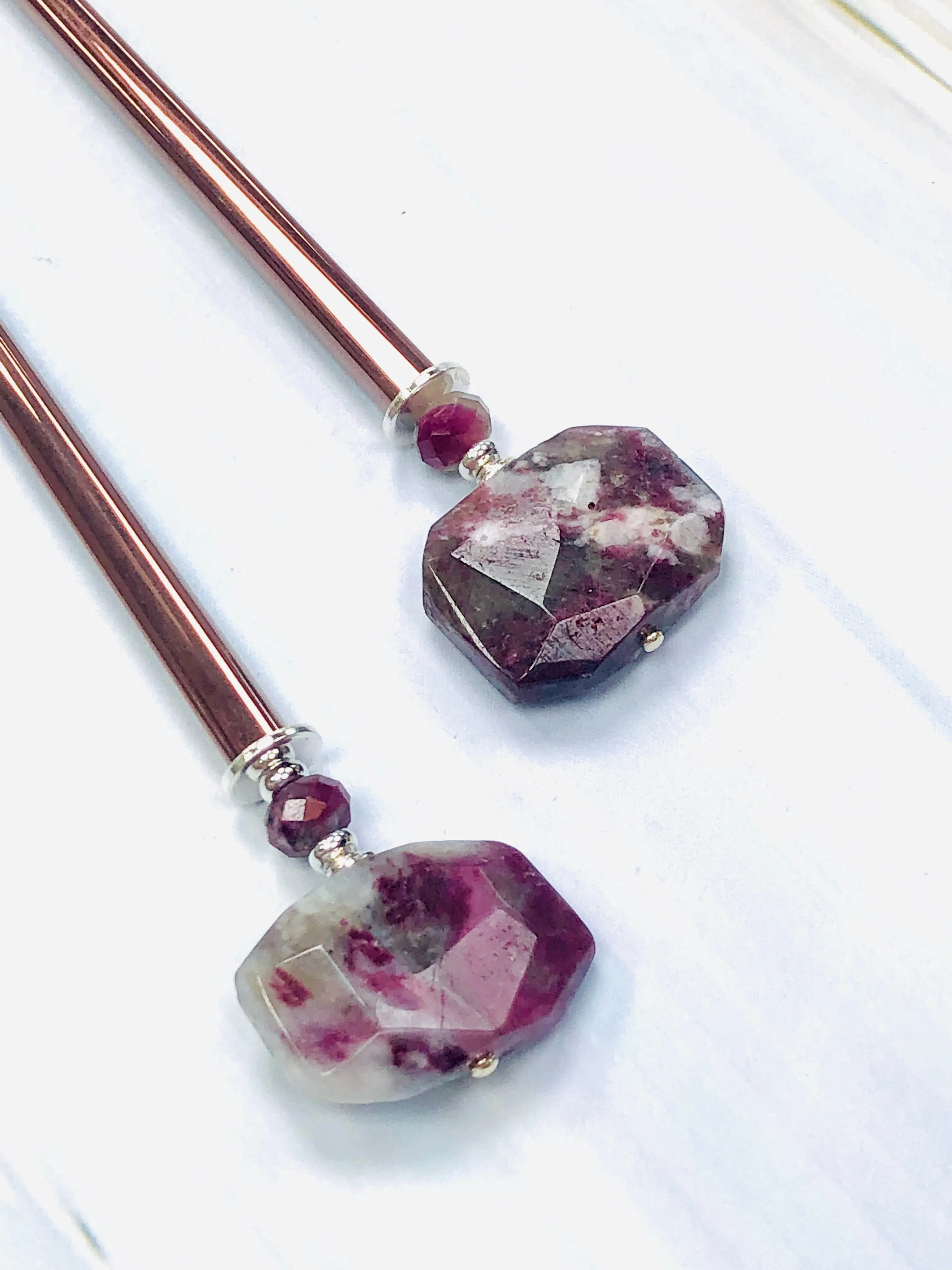 Faceted Tourmaline Gemstone Hair Sticks, Tourmaline Gemstone Hair Pin, shawl pin, sweater pin,