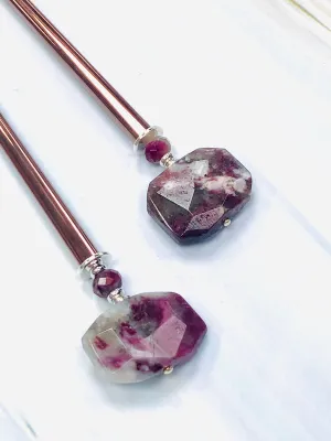 Faceted Tourmaline Gemstone Hair Sticks, Tourmaline Gemstone Hair Pin, shawl pin, sweater pin,