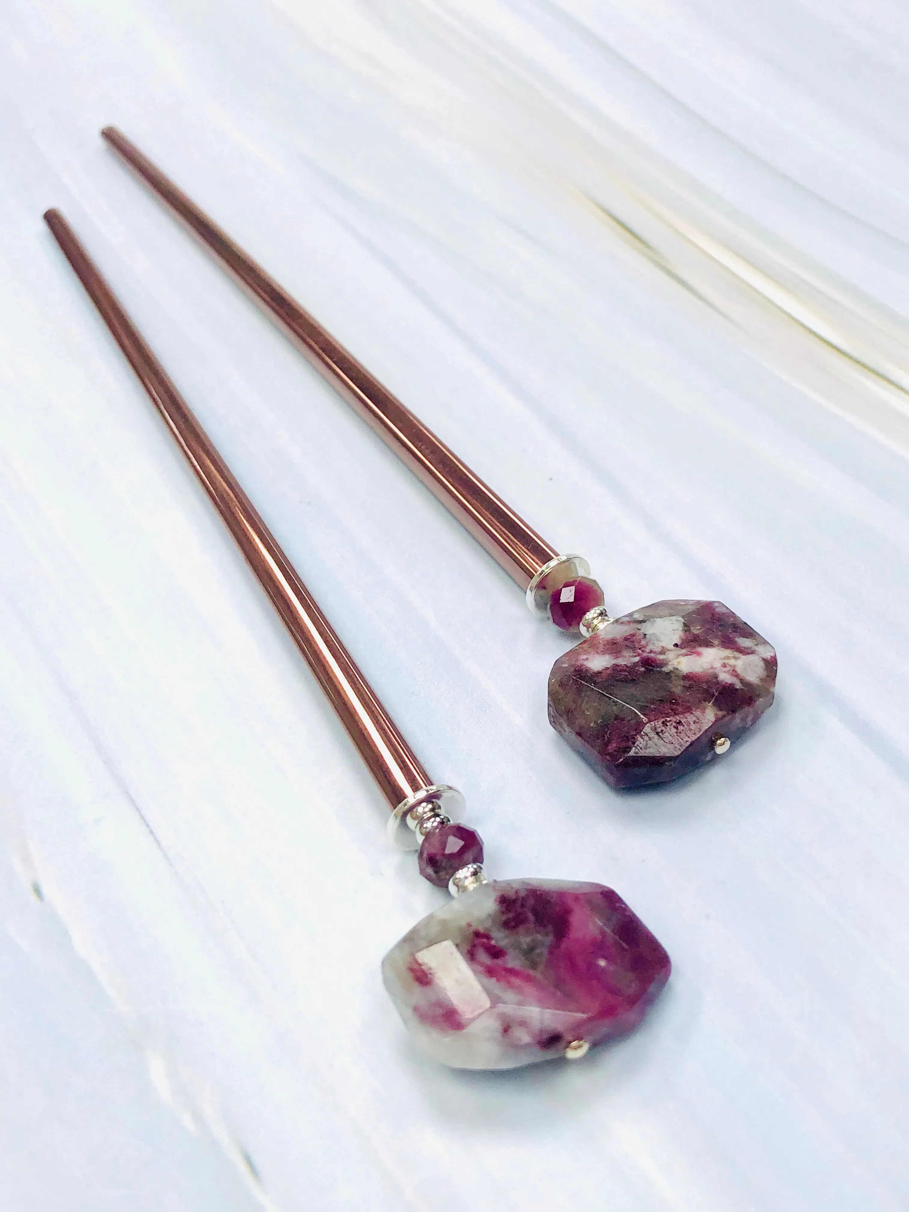 Faceted Tourmaline Gemstone Hair Sticks, Tourmaline Gemstone Hair Pin, shawl pin, sweater pin,