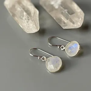 Facetted Moonstone Earrings Sterling Silver