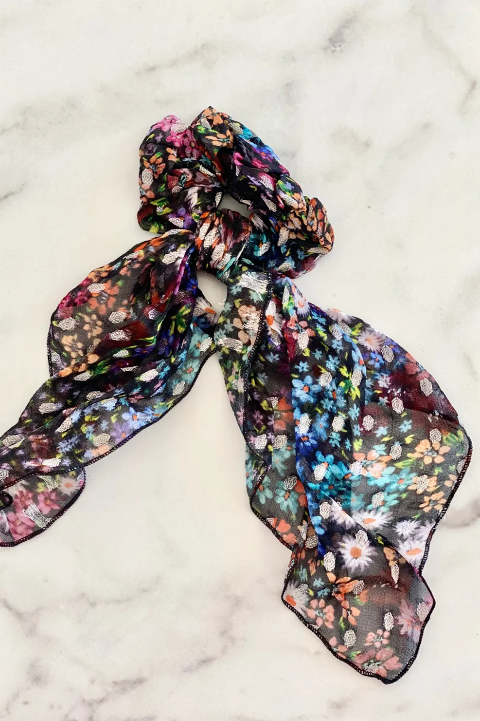 Floral Bow Scrunchie