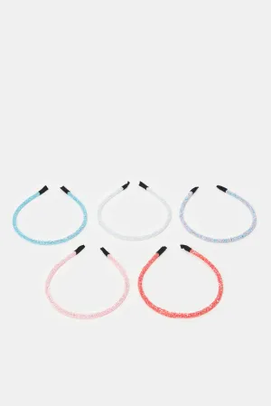 Girls Assorted Glittery Headband Set (5 Piece)