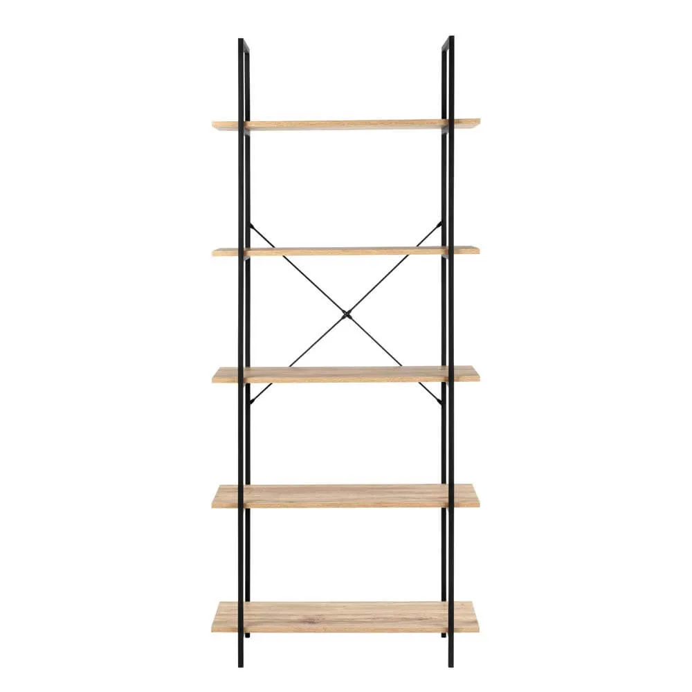 Hadley Bookshelf Display Cabinet 80cm 5 Tier Industrial Bookcase Storage Display Shelf