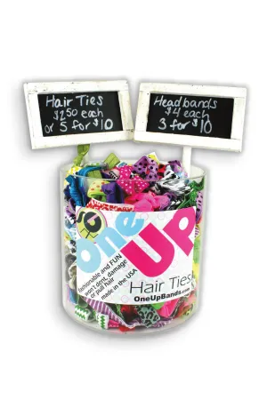 Hair Ties 6x6 Acrylic Vase   2 Chalkboard Signs (SKU 7000)