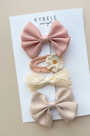 Handmade Dusty Rose Hair Clip Set of 4