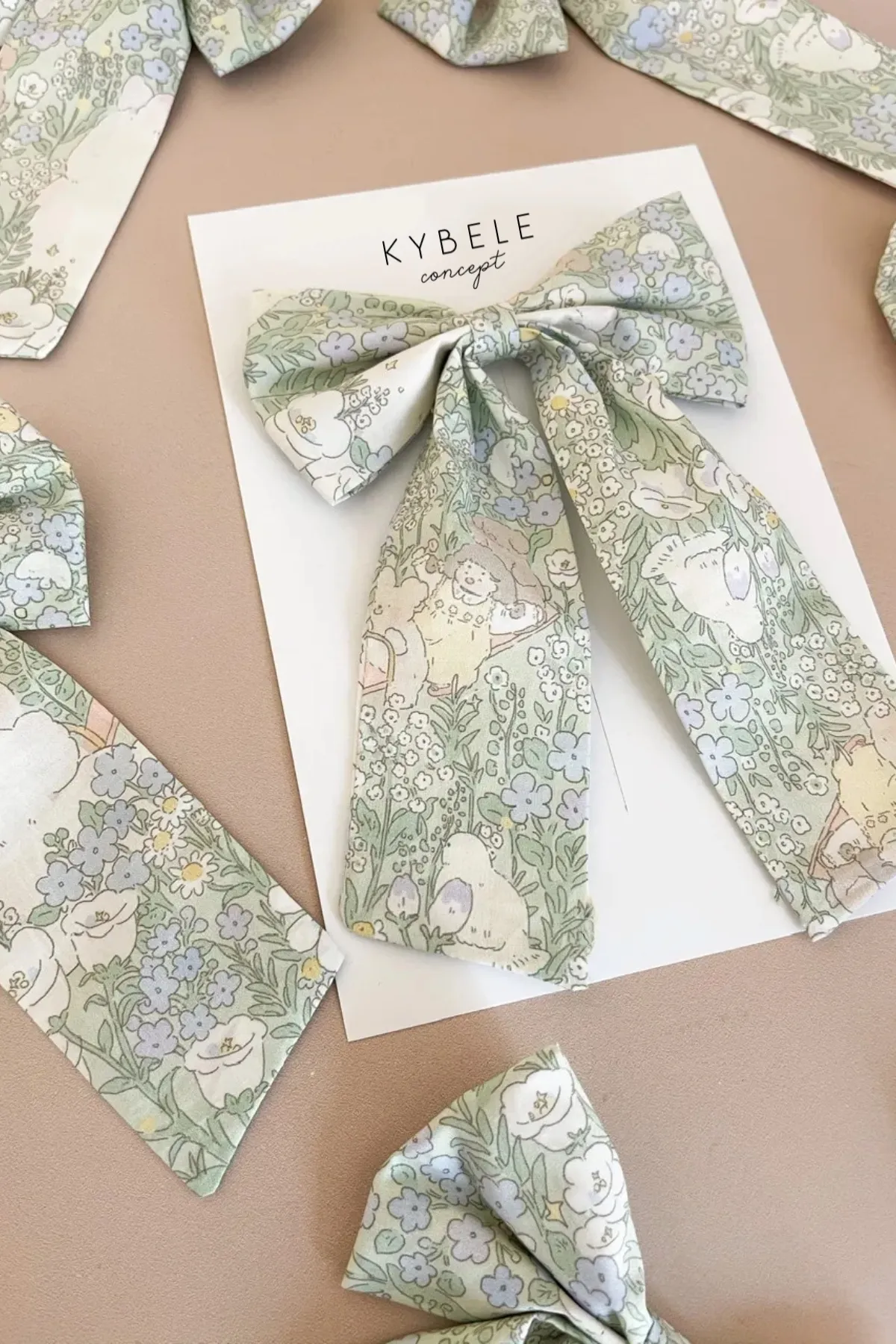 Handmade Mint Rabbits Sailor Bow Hair Clip