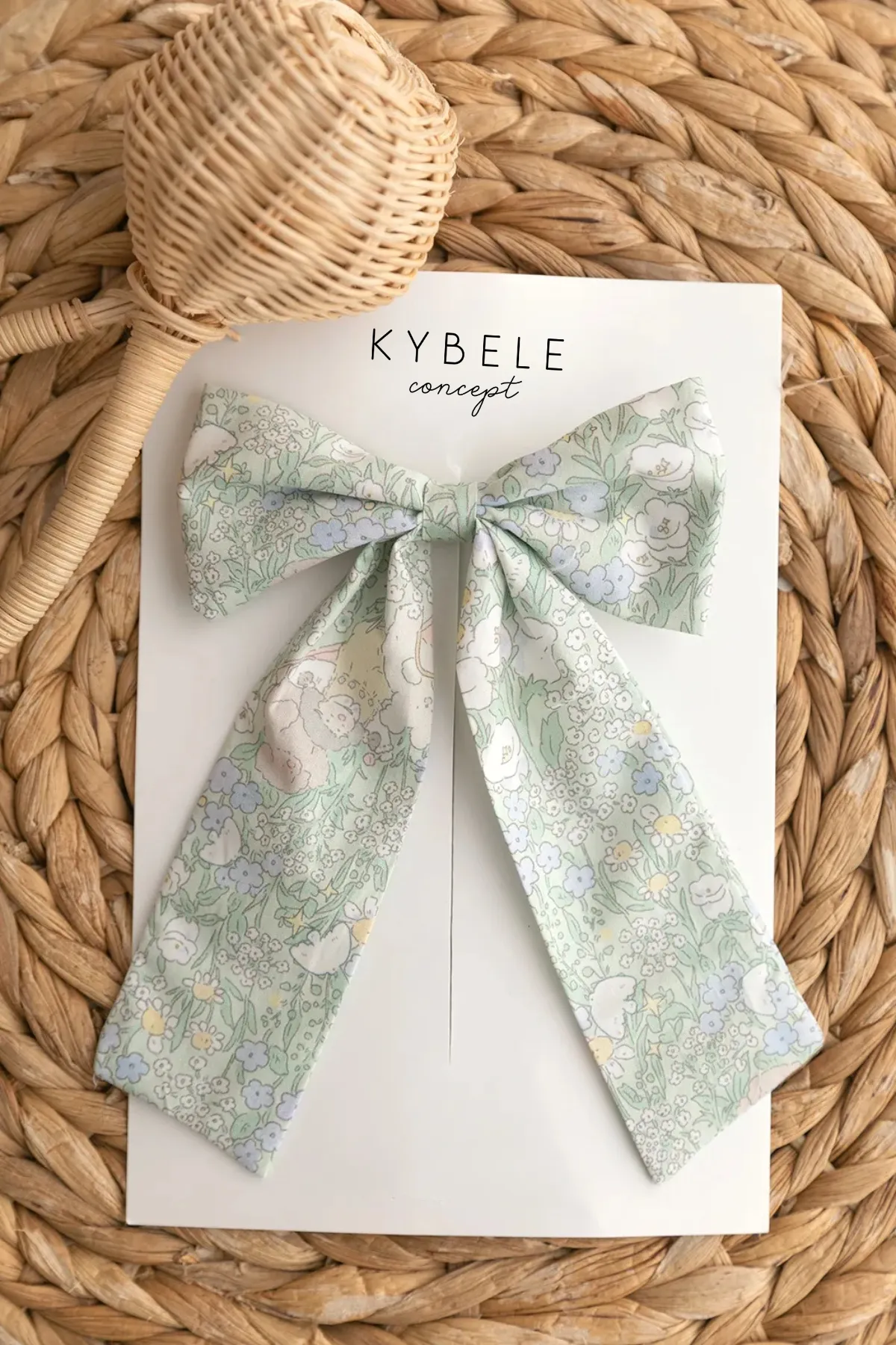 Handmade Mint Rabbits Sailor Bow Hair Clip