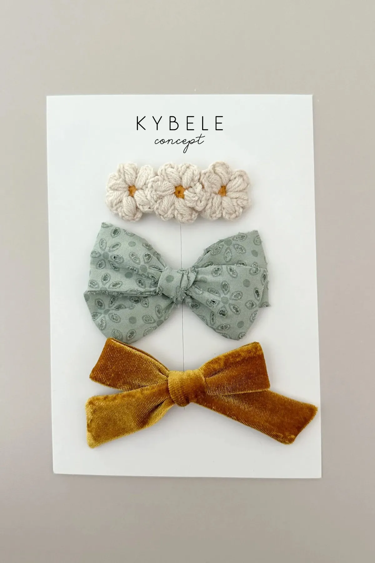 Handmade Mustard Velvet Ribbons Hair Clip Set of 3