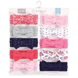 Hudson Baby Cotton and Synthetic Headbands, Coral Flower