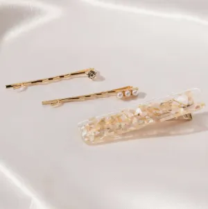 Instant Glam Pearl & Acetate Assorted Hair Pin Set of 3