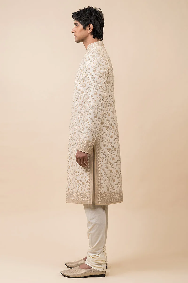 Ivory Intricate Aari Embroidered Sherwani