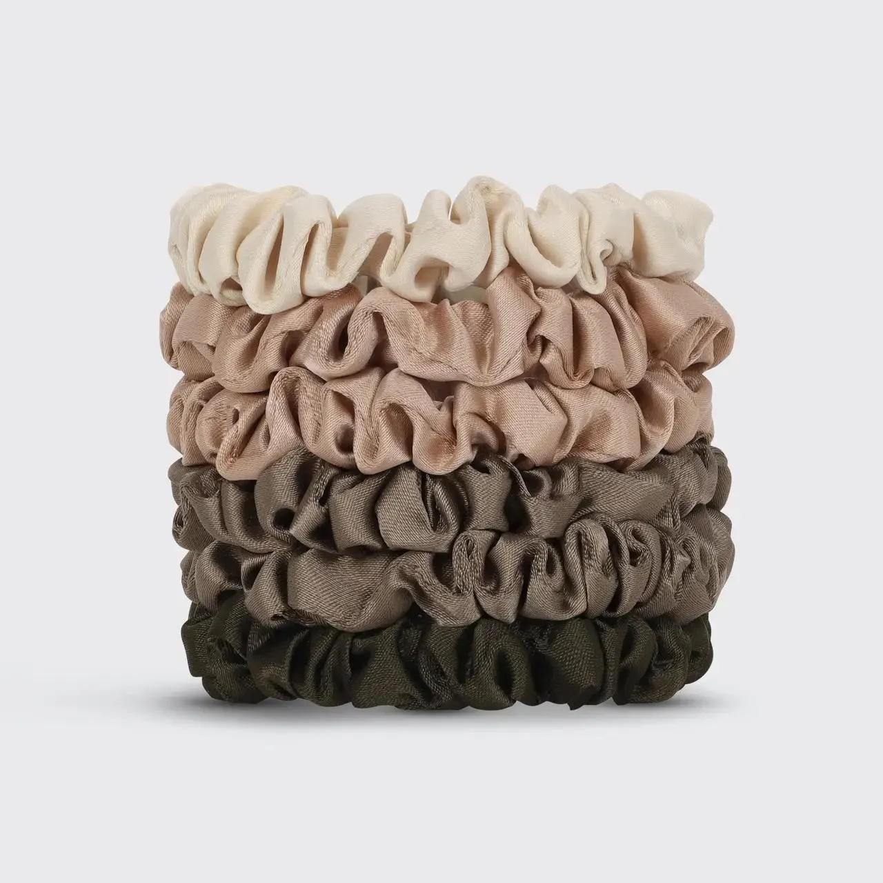 Kitsch, Ultra Petite Satin Scrunchies 6pc, Eucalyptus