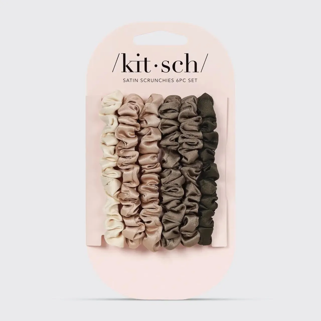 Kitsch, Ultra Petite Satin Scrunchies 6pc, Eucalyptus